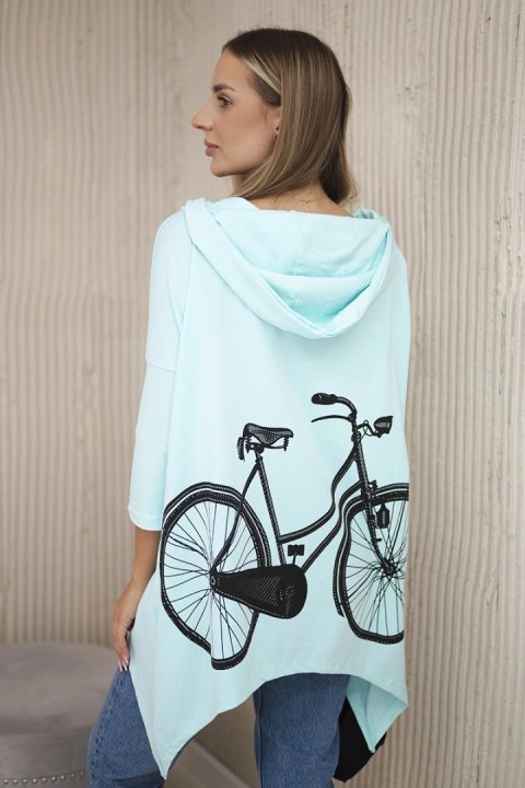 Bluza z nadrukiem roweru miętowa Bluza z nadrukiem roweru miętowa
