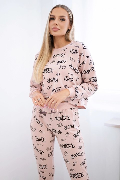 Komplet z napisami ciemny pudrowy róż Komplet z napisami ciemny pudrowy róż