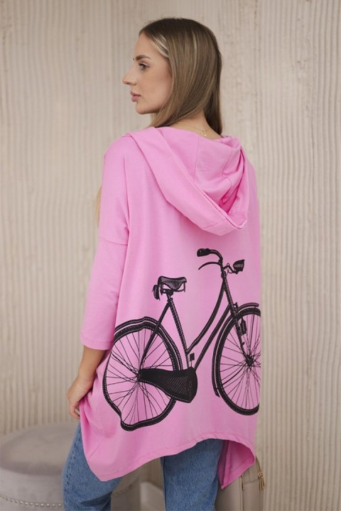Bluza z nadrukiem roweru jasno różowa Bluza z nadrukiem roweru jasno różowa