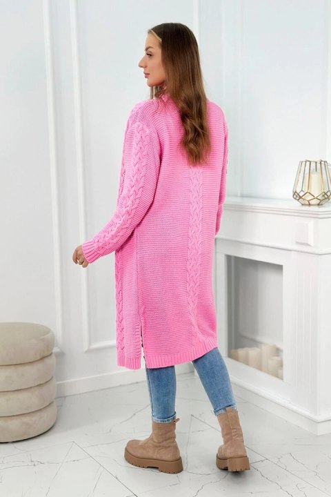 Sweter Kardigan splot warkocz jasny różowy Sweter Kardigan splot warkocz jasny różowy
