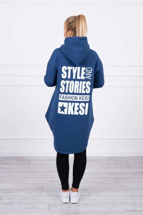 Bluza ocieplana z długim tyłem i kapturem granatowa Bluza ocieplana z długim tyłem i kapturem granatowa