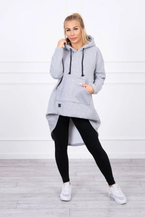 Bluza ocieplana z długim tyłem i kapturem szara Bluza ocieplana z długim tyłem i kapturem szara