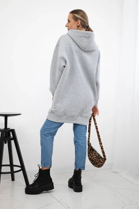 Bluza ocieplana z haftowanym napisem oversize szara Bluza ocieplana z haftowanym napisem oversize szara