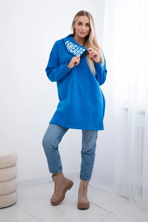 Bluza ocieplana z kapturem chabrowa Bluza ocieplana z kapturem chabrowa