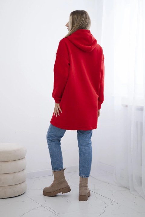Bluza ocieplana z kapturem czerwona Bluza ocieplana z kapturem czerwona