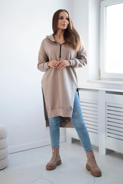 Bluza ocieplana z rozcięciami na bokach beżowa Bluza ocieplana z rozcięciami na bokach beżowa