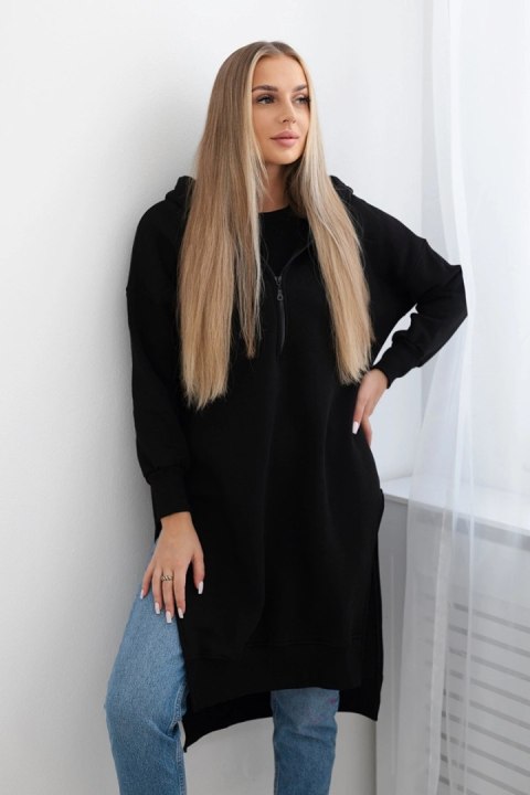 Bluza ocieplana z rozcięciami na bokach czarna Bluza ocieplana z rozcięciami na bokach czarna