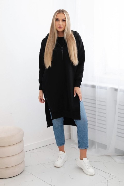 Bluza ocieplana z rozcięciami na bokach czarna Bluza ocieplana z rozcięciami na bokach czarna