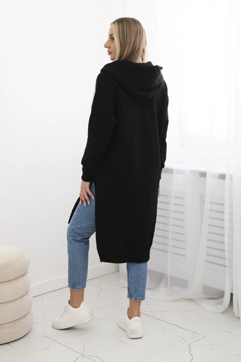 Bluza ocieplana z rozcięciami na bokach czarna Bluza ocieplana z rozcięciami na bokach czarna