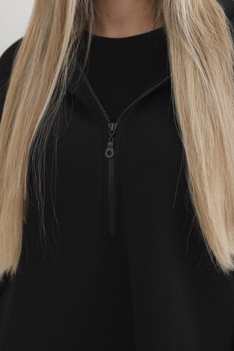 Bluza ocieplana z rozcięciami na bokach czarna Bluza ocieplana z rozcięciami na bokach czarna