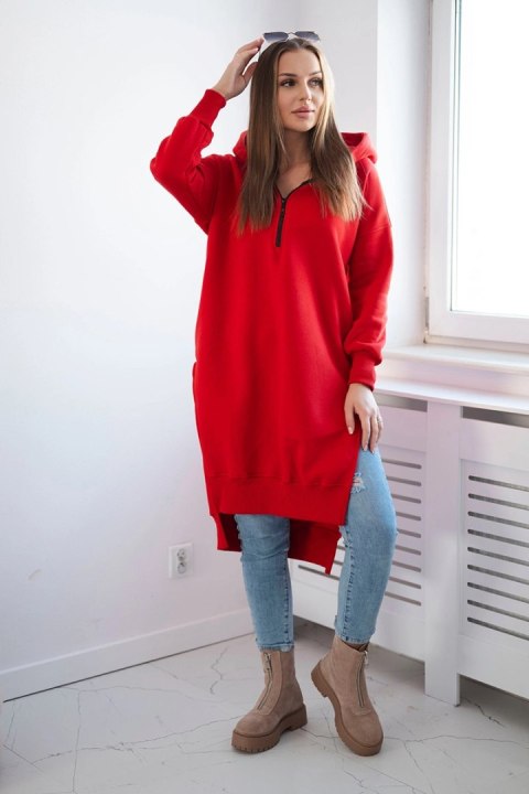 Bluza ocieplana z rozcięciami na bokach czerwona Bluza ocieplana z rozcięciami na bokach czerwona