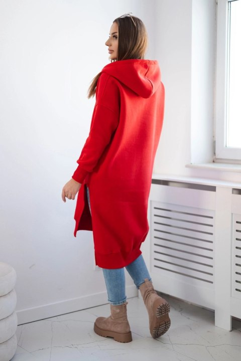 Bluza ocieplana z rozcięciami na bokach czerwona Bluza ocieplana z rozcięciami na bokach czerwona
