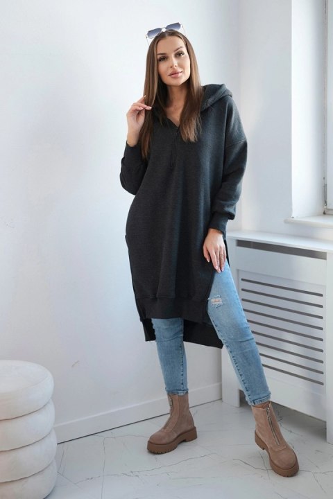 Bluza ocieplana z rozcięciami na bokach grafitowa Bluza ocieplana z rozcięciami na bokach grafitowa
