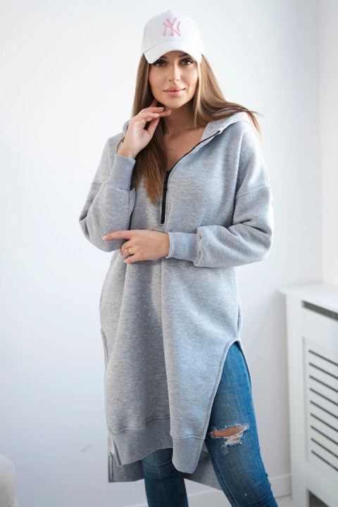 Bluza ocieplana z rozcięciami na bokach szara Bluza ocieplana z rozcięciami na bokach szara
