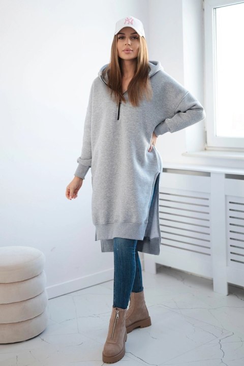 Bluza ocieplana z rozcięciami na bokach szara Bluza ocieplana z rozcięciami na bokach szara