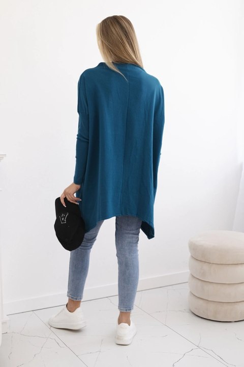 Bluza oversize z asymetrycznymi bokami morski Bluza oversize z asymetrycznymi bokami morski