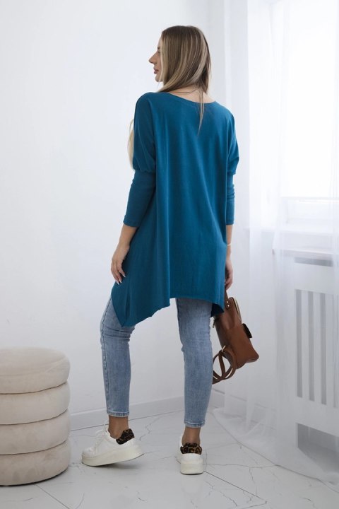 Bluzka oversize z nadrukiem tęczowych ust morski Bluzka oversize z nadrukiem tęczowych ust morski