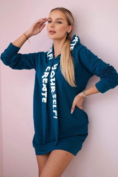 Sukienka z kapturem Oversize morska Sukienka z kapturem Oversize morska
