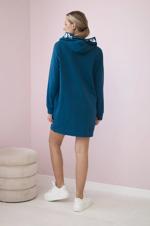Sukienka z kapturem Oversize morska Sukienka z kapturem Oversize morska