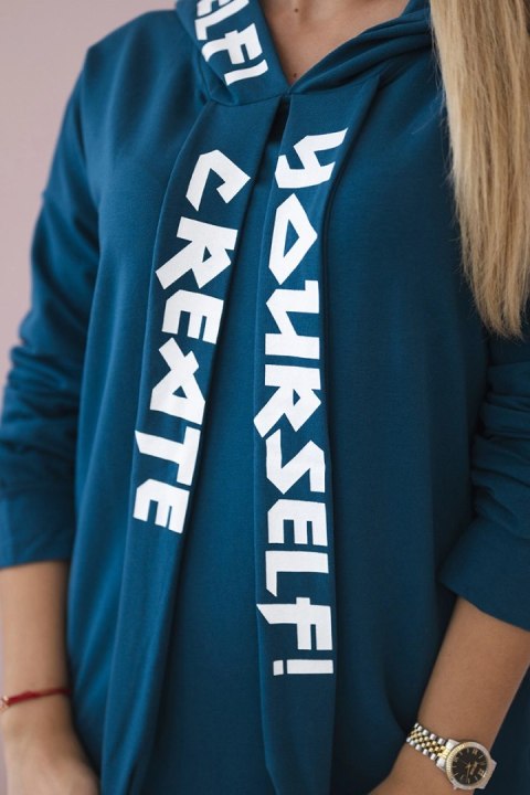 Sukienka z kapturem Oversize morska Sukienka z kapturem Oversize morska
