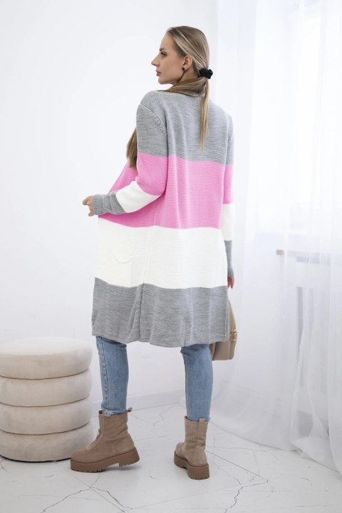 Sweter Kardigan w pasy szary+jasny różowy Sweter Kardigan w pasy szary+jasny różowy