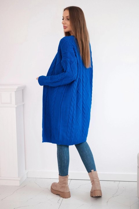 Sweter Kardigan z warkoczowym splotem chabrowy Sweter Kardigan z warkoczowym splotem chabrowy