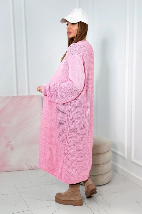 Sweter długi kardigan jasny różowy Sweter długi kardigan jasny różowy