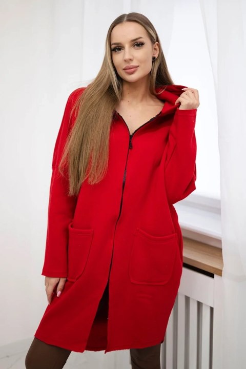 Bluza ocieplana rozpinana z dłuższym tyłem czerwona Bluza ocieplana rozpinana z dłuższym tyłem czerwona