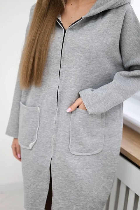 Bluza ocieplana rozpinana z dłuższym tyłem szara Bluza ocieplana rozpinana z dłuższym tyłem szara