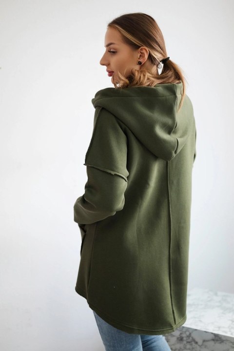Bluza ocieplana z dłuższym tyłem i kieszeniami khaki Bluza ocieplana z dłuższym tyłem i kieszeniami khaki