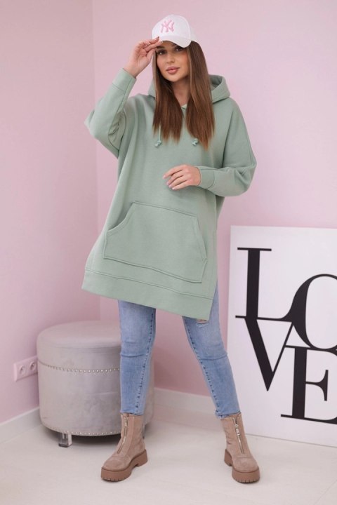 Bluza ocieplana z rozcięciami na bokach ciemno miętowa Bluza ocieplana z rozcięciami na bokach ciemno miętowa