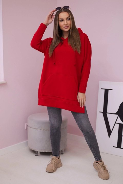 Bluza ocieplana z rozcięciami na bokach czerwona Bluza ocieplana z rozcięciami na bokach czerwona