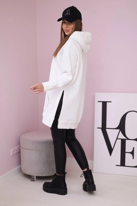 Bluza ocieplana z rozcięciami na bokach ecru Bluza ocieplana z rozcięciami na bokach ecru