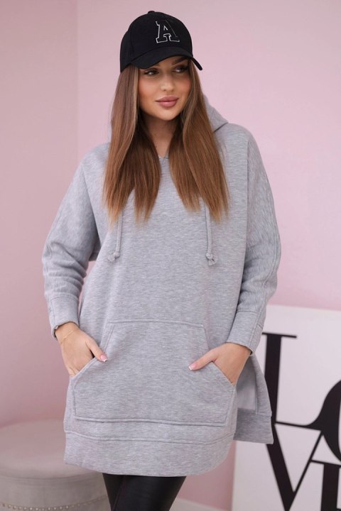 Bluza ocieplana z rozcięciami na bokach szara Bluza ocieplana z rozcięciami na bokach szara