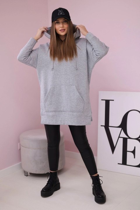 Bluza ocieplana z rozcięciami na bokach szara Bluza ocieplana z rozcięciami na bokach szara