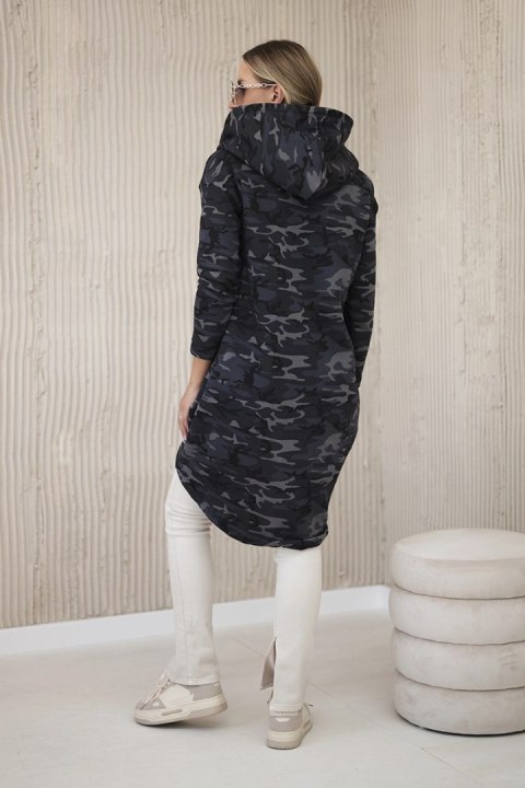 Bluza z długim tyłem moro grafit+czarny Bluza z długim tyłem moro grafit+czarny