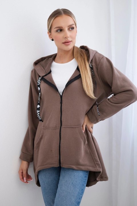Bluza z dłuższym tyłem i kapturem mocca Bluza z dłuższym tyłem i kapturem mocca