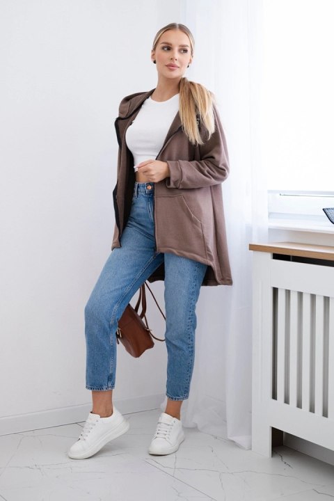 Bluza z dłuższym tyłem i kapturem mocca Bluza z dłuższym tyłem i kapturem mocca