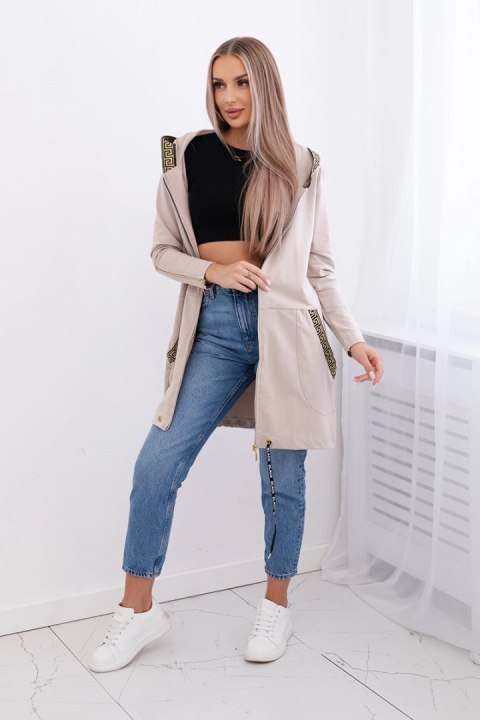 Bluza z ozdobną taśmą beżowa Bluza z ozdobną taśmą beżowa