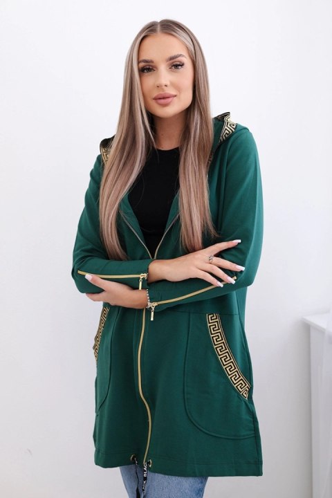 Bluza z ozdobną taśmą ciemno zielona Bluza z ozdobną taśmą ciemno zielona