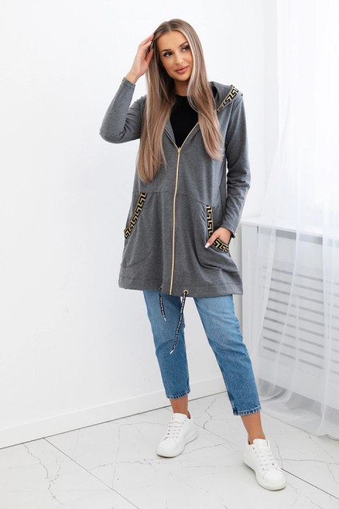 Bluza z ozdobną taśmą grafitowa Bluza z ozdobną taśmą grafitowa