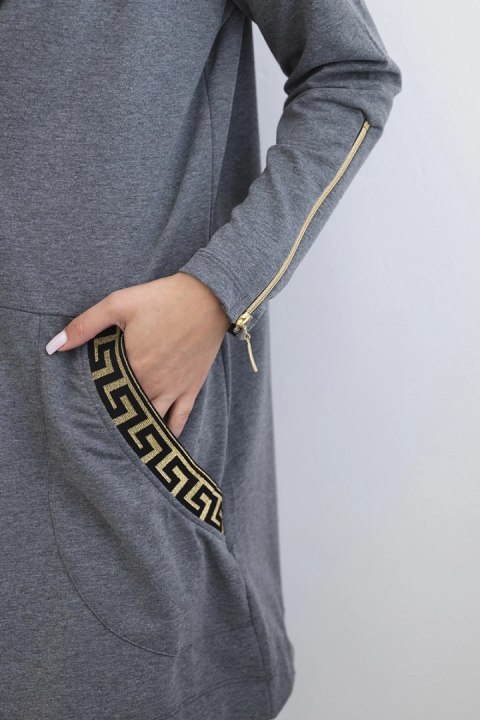 Bluza z ozdobną taśmą grafitowa Bluza z ozdobną taśmą grafitowa