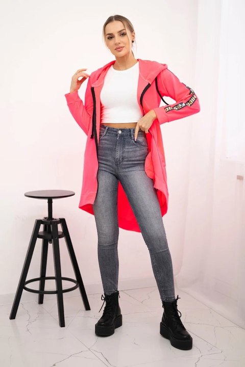 Bluza z suwakiem z tyłu różowy neon Bluza z suwakiem z tyłu różowy neon