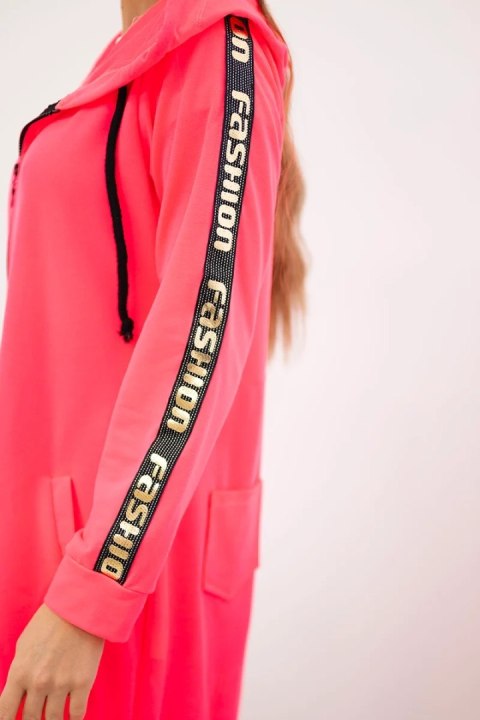 Bluza z suwakiem z tyłu różowy neon Bluza z suwakiem z tyłu różowy neon