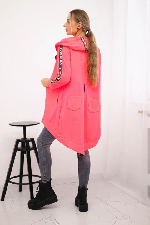 Bluza z suwakiem z tyłu różowy neon Bluza z suwakiem z tyłu różowy neon
