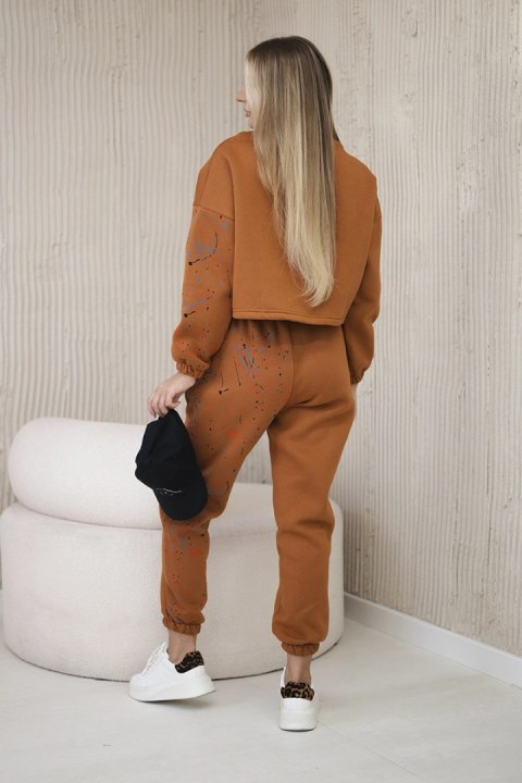 Komplet ocieplany z kolorowym nadrukiem camel Komplet ocieplany z kolorowym nadrukiem camel