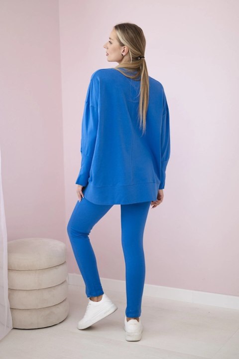 Komplet z bluzką oversize chabrowy Komplet z bluzką oversize chabrowy
