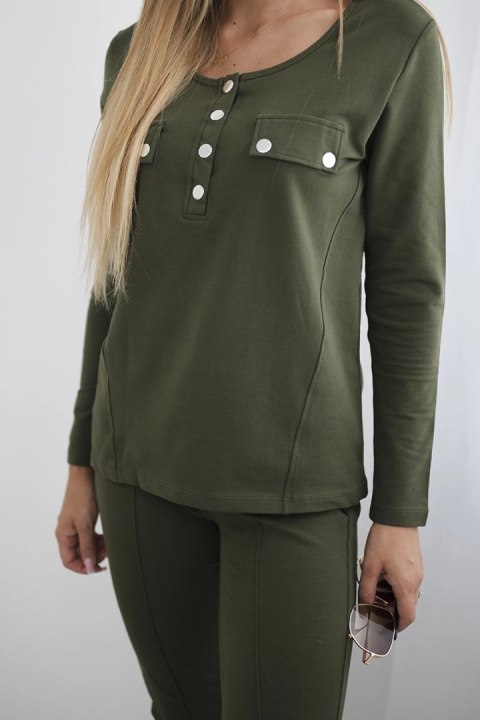 Komplet z dekoltem na napy khaki Komplet z dekoltem na napy khaki