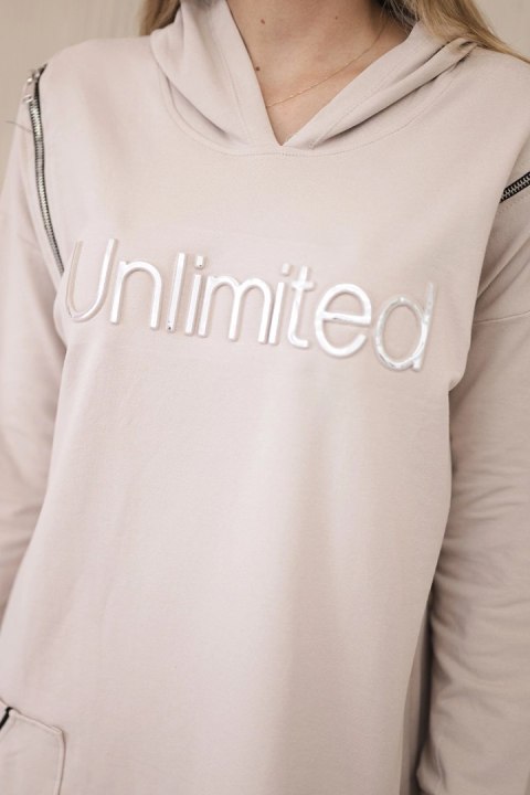 Sukienka z napisem unlimited beżowa Sukienka z napisem unlimited beżowa