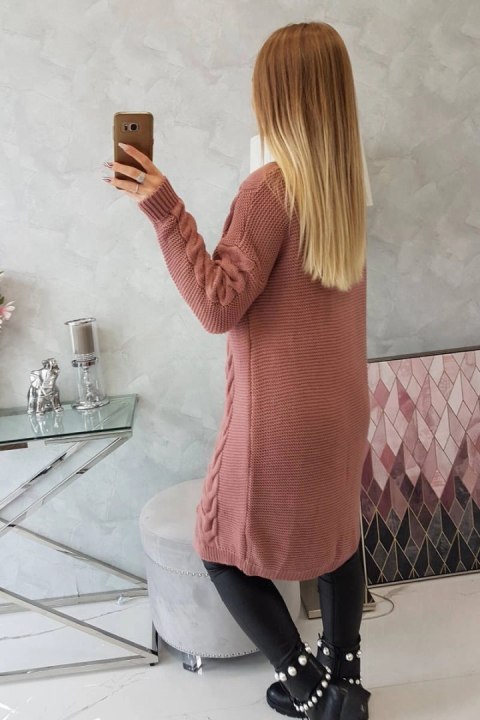 Sweter Kardigan splot warkocz ciemny różowy
